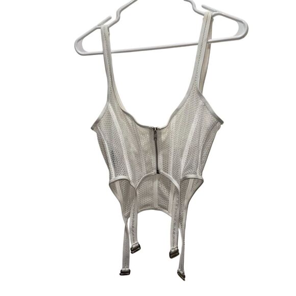 White Fox Women's Bustier Corset Top S Sweetheart Neck Sleeveless White - Picture 2 of 4